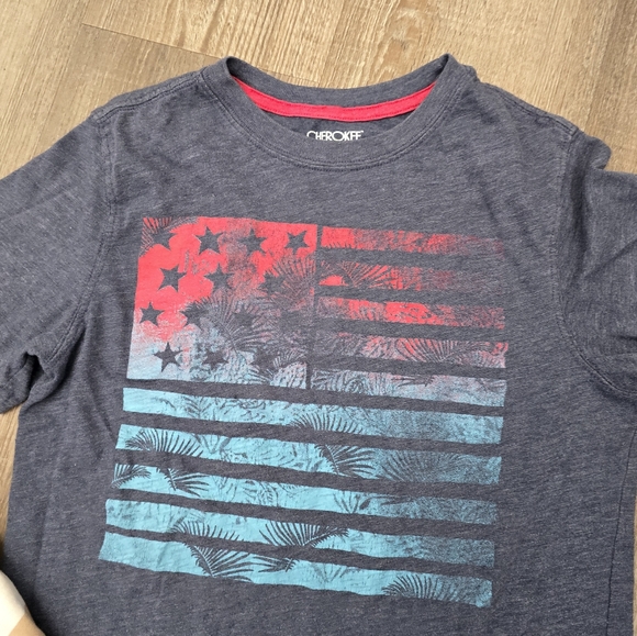 Cherokee grey USA flag t-shirt, perfect for 4th of July, labor day kids 8/10. - Picture 1 of 2